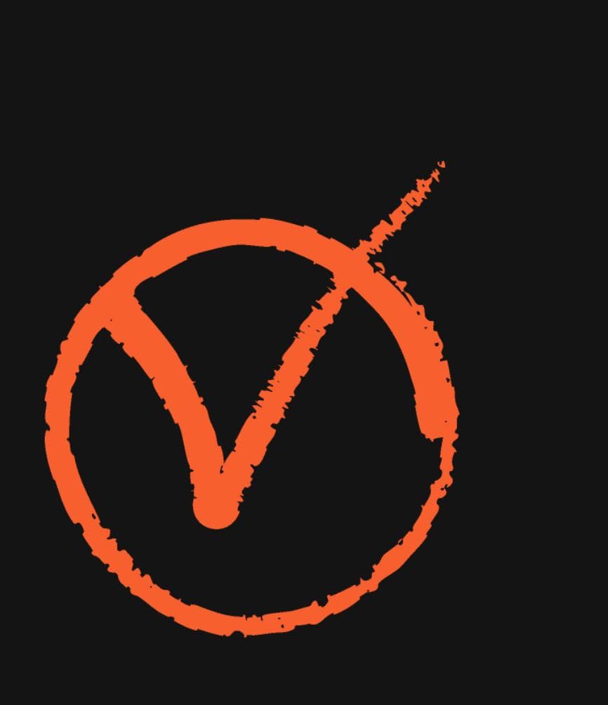 Hand-drawn circled V alternate mark variant