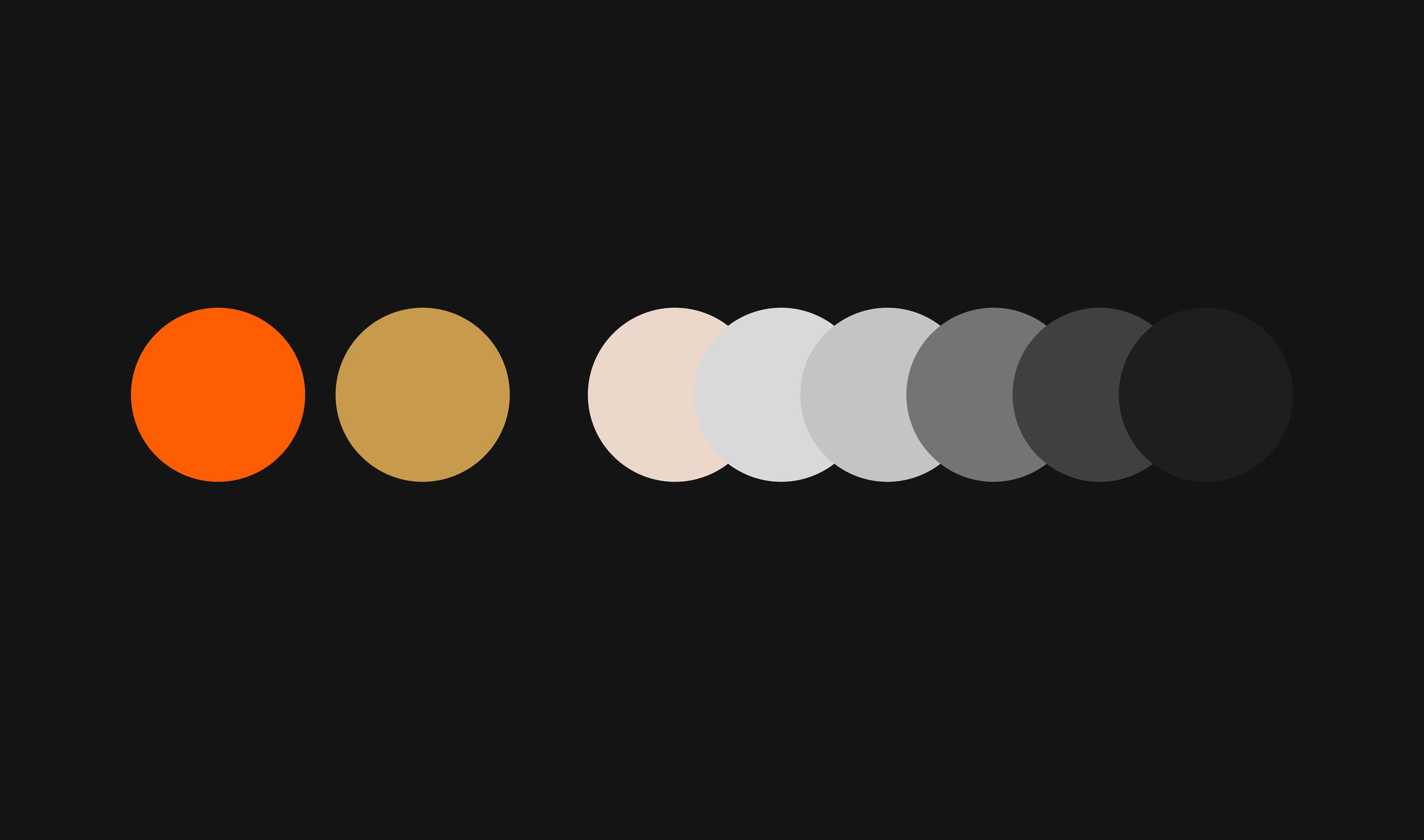 Official Vault color palette page showing orange and gold accents against a bone-to-void greyscale ramp