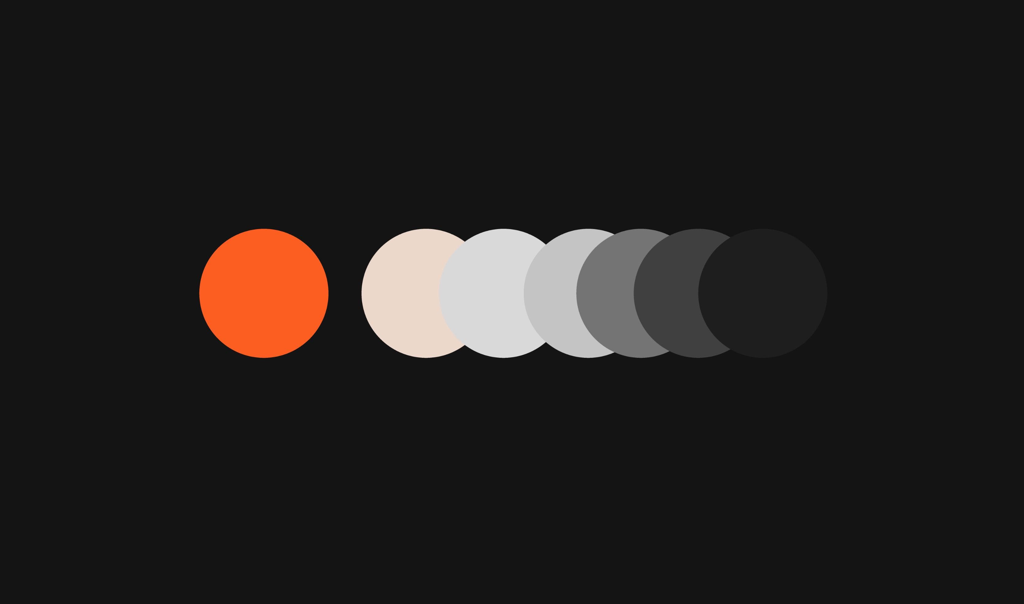 Official Vault color palette page showing orange accent against bone-to-void greyscale ramp